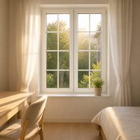 Ventana Abatible de PVC Blanco Brillante, Multirrejilla, Apertura Interior, Fácil de Limpiar, Bajo Mantenimiento, Ecológica, Cálida y Confiable