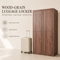 Casier intelligent pour bagages en bois, casier de rangement de bagages en libre-service avec écran tactile pour hall d'hôtel