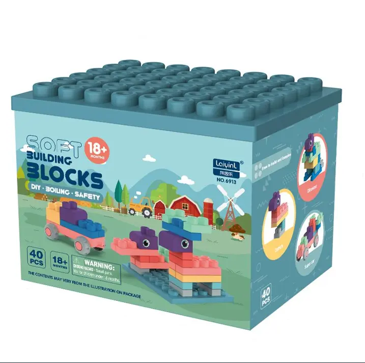 실리콘 교육 빌딩 블록 부드러운 장난감 아기 장난감 DIY 실리콘 부드러운 빌딩 블록
