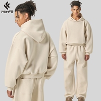 Ensemble streetwear en polyester et coton HONFIT, coupe ample et lourde, sweat-shirts et pantalons de survêtement pour hommes, logo personnalisé, ensembles surdimensionnés pour hommes