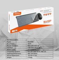 Meetion Mini4000 Combo Keyboard dan Mouse Nirkabel 2.4G Mini Senyap Dapat Disesuaikan 1600 DPI Keypad Karet