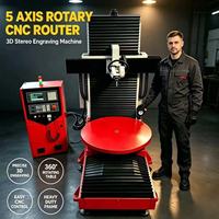 Routeur CNC vertical 5 axes pour la sculpture et la gravure de statues en mousse avec table tournante, commande Syntec DSP, broche simple