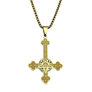 สร้อยคอจี้รูปดาวห้าแฉกแบบขายส่ง สไตล์โกธิค ซาตานิก สำหรับเป็นของขวัญผู้ชาย - Product Image 2