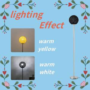 Lampe sur pied moderne contemporaine de style chinois <span class=keywords><strong>abat</strong></span>-<span class=keywords><strong>jour</strong></span> en rotin avec cordon en coton LED décoration intérieure sol Lamp-E26/E27 Base - Product Image 5