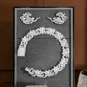 Luxury Hip Hop Gold Plated 925 <b>Sterling</b> <b>Silver</b> 13mm Brilliant Cut VVS Moissanite Claw Setting Flower Link <b>Bracelet</b> GRA - Product Image 3