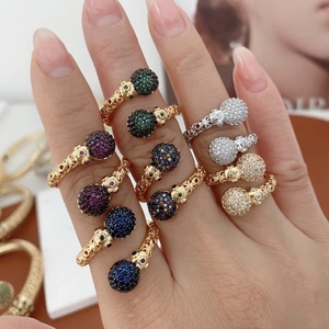Brazaletes de joyería fina de circonia cúbica multicolor, brazalete chapado en oro para mujer, brazaletes de bola de diseño - Product Image 2