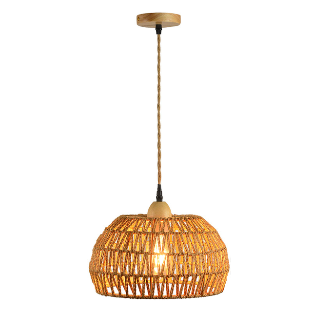 Handmade Natural Woven Lamp Wicker Bamboo Rattan Pendant Light for Home Restaurant