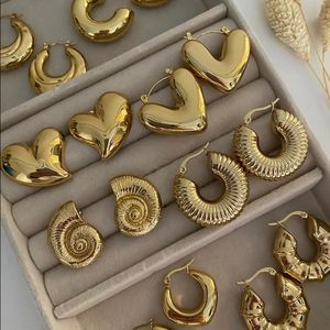 Modische, Klobige Perlen-Creolen, Elegante Creolen, 18k Vergoldeter Edelstahl, Edler Schmuck, Ohrringe - Product Image 1