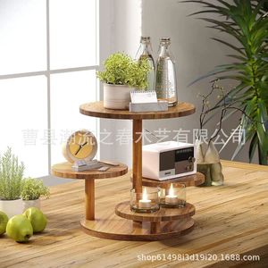 Plateau de présentation/support de rangement/support à gâteaux rond/support à gâteaux à plusieurs niveaux en bois - Product Image 2