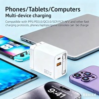 80W GaN Evrensel Yüksek Hızlı Şarj Cihazı PD3.1 Hızlı Şarj Çoklu Portlu Güç Adaptörü, Dahili Tip-C Kablolu, Telefon Cihazları için