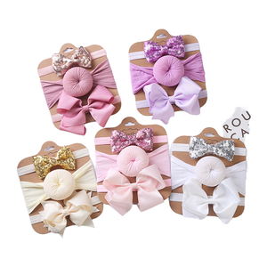 Bộ 3 băng đô tóc mềm mại, thời trang, có nơ và kim tuyến dành cho trẻ sơ sinh, trẻ nhỏ, unisex - Product Image 1