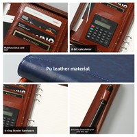 Carpeta de Oficina Multifuncional para Gerentes, con Clip, Logotipo Personalizable, A5, con Cierre, de Cuero, para Documentos, Regalo