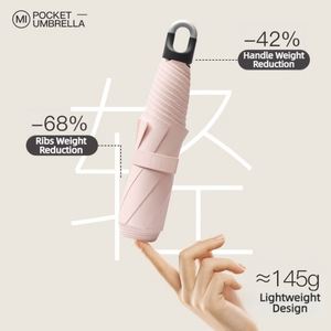 Parapluie de voyage compact OEM personnalisé avec logo, UPF50+, léger 145g, poignée à 6 baleines, revêtement noir, protection soleil et pluie, pour femme - Product Image 3