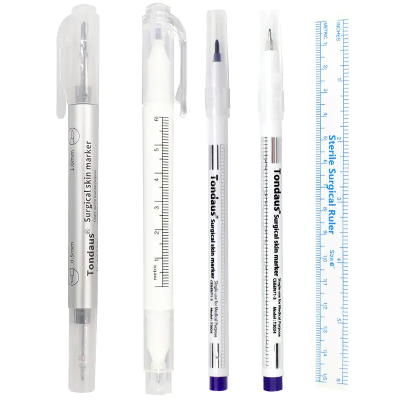 قلم ليزر معقم, قلم ليزر باللون الطبي ، آمن دائم ، مضاد للماء ، وشم أبيض مزدوج ، علامة جراحي للبشرة