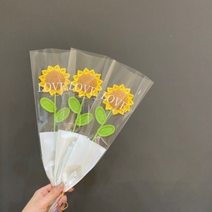 สินค้าของขวัญสร้างสรรค์ใหม่ปี 2025 ดอกไม้ถักทำมือจากไหมพรมฝ้าย ดอกทานตะวันโครเชต์ สำหรับของขวัญงานแต่งงานและวันเกิด - Product Image 3