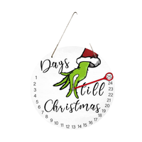 Weihnachtsdekoration Holz-Grinch Countdown-Schild Tage bis Weihnachten Adventskalender Hängende Verzierung Heim-Feiertagsparty-Deko