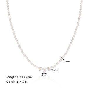 White Imitation Pearl Beaded Necklace 41+5cm Round Geometric Women <b>Choker</b> Jewelry Gift - Product Image 1