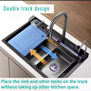Tiktok New Trend <strong>Stepped</strong> Design Easy to Clean Multi-function Waterfall <strong>Kitchen</strong> Faucet Sink With Digital Display - Product Image 5