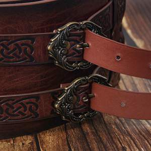 Ceinture de <span class=keywords><strong>Chevalier</strong></span> Viking pour Fêtes Cosplay, Style Rétro, Accessoire de Cosplay, Armure en Cuir PU, Ceinture Médiévale à Rivets pour Fêtes et Jeux, Marron Foncé - Product Image 5