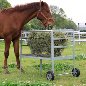 Mangeoire à bétail en acier galvanisé personnalisée avec roues 2 en 1 Mangeoire à foin et à <span class=keywords><strong>grain</strong></span>/sel <span class=keywords><strong>Chariot</strong></span> d'alimentation pour moutons à usage intensif - Product Image 5
