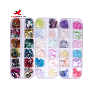 12 grilles de copeaux de coquille d'ormeau irréguliers, paillettes naturelles, fragments de coquillages marins pour la décoration d'art des ongles, bricolage, manucure - Product Image 1