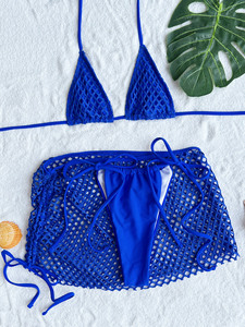 Peeqi Summer 2025 Sexy Bikini and Throng and Hollow Out Mini <strong>Skirt</strong> 3 Piece Set Swimwear Beachwear Sexy Casual <strong>Swimsuit</strong> for Women - Product Image 4