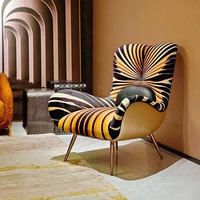 Fauteuil individuel de luxe italien avec accoudoirs motif léopard, en acier inoxydable, moderne, haut de gamme, pour salon, bureau à domicile, villa
