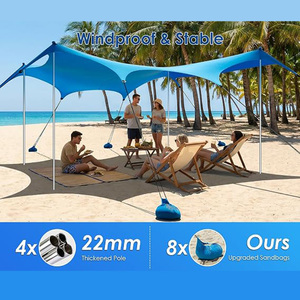Tenda Parasole da Spiaggia Oxford Quattro Stagioni UPF 50+ con Sacchi di Sabbia Antivento Portatile per Campeggio e Pesca all'Aperto - Product Image 3