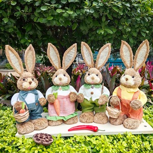 DAMAI 45cm Straw Rabbit <b>Ornaments</b> for <b>Easter</b> Party Decorations a Pair Straw <b>Easter</b> Bunny for Festival Decorations - Product Image 1