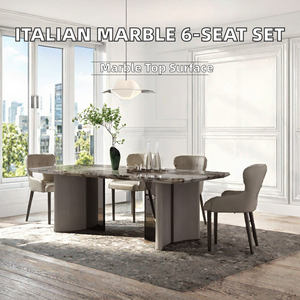 Table à manger rectangulaire moderne en marbre avec pieds en métal, ensemble de meubles de salle à manger pour la maison et les restaurants - Product Image 2