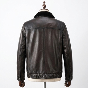 Giacca in Pelle <span class=keywords><strong>da</strong></span> <span class=keywords><strong>Uomo</strong></span> Formale con Cappuccio e Fodera in <span class=keywords><strong>Visone</strong></span>, Colletto Rovesciato, Chiusura a Cerniera, Impermeabile, Ecologica, per l'Inverno, Vendita all'Ingrosso - Product Image 6