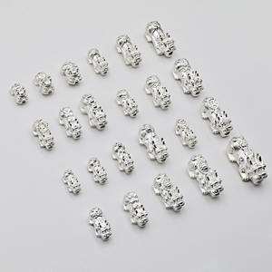 S999แท้สีเงินแท้ทำมือจี้สร้อยคอลูกปัดแบบมีที่กั้นระยะพิกเซียะ3D นำโชคทำด้วยตัวเอง - Product Image 1