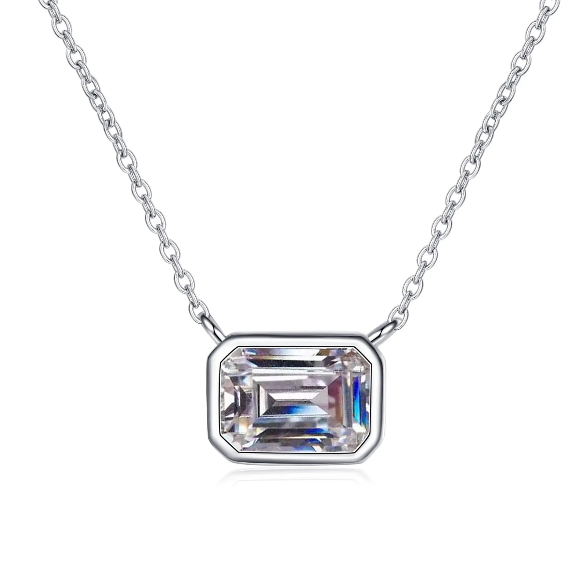 Factory Direct Sales Trendy 2023 Silver 925 Necklace Vintage Style Necklace 1 Carat Diamond Necklace