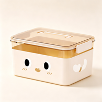 Bac de rangement en plastique épaissi avec couvercle et poignée, boîte de rangement pour jouets d'enfants, organisateur transparent pour articles ménagers divers