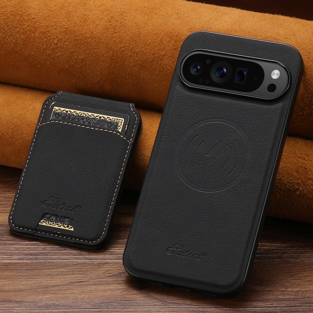 SUTENI for Google 11 Pro XL Phone Case Wireless Charging Magnet Card Holder Stand Lychee Texture Faux Leather Pixel 10 9 8A 7 6