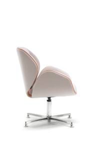 Silla de Reuniones Giratoria de Diseño Moderno Suoni, Respaldo de Cuero Sólido, Estructura de Madera, Base de Aluminio, Acabado con Ribete en Color Contrastante para Oficina - Product Image 2