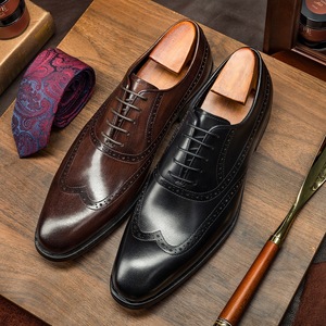 Les dernières chaussures en cuir Oxford brogue habillées pour hommes d'automne, chaussures en cuir de vache véritable, chaussures en cuir de grande taille pour hommes - Product Image 5