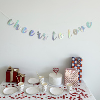 L'amour est doux bannière irisé métallique couleur papier bannières pour douche nuptiale fiançailles mariage enterrement de vie de jeune fille décor