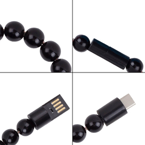Wholesale 23cm Creative USB <strong>Data</strong> Sync Charging <strong>Cable</strong> Bracelet with Wearable Colorful Beads for <strong>IOS</strong> Durable Metal Material - Product Image 6