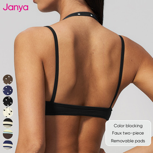 <span class=keywords><strong>Sujetador</strong></span> deportivo Janya sexy con espalda descubierta y cuello halter, bloques de color, 2 en 1, con espalda abierta, <span class=keywords><strong>almohadillas</strong></span> extraíbles, de secado rápido, para yoga y fitness para mujer - Product Image 3