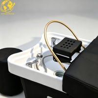 Lit de lavage de cheveux haut de gamme réglable avec fonction de circulation d'eau pour salon de beauté, chambre et salle de bain