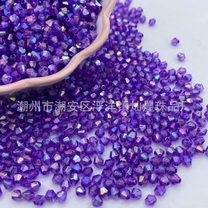 Cuentas acrílicas iridiscentes de 4 mm con forma de diamante de doble punta, color AB, para la fabricación de joyas y accesorios DIY. - Product Image 2