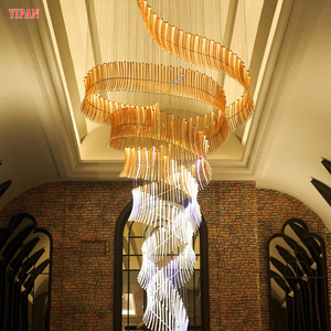 Lámpara de Araña de Tubo de Vidrio en Espiral Dorada con Gradiente, Ahorro de Energía, Personalizable para Vestíbulo de Hotel o Villa, Regulable, Alto Brillo para Restaurante - Product Image 3