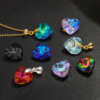 Nouvelle couleur, vente en gros, strass en verre cristal en forme de cœur de pêche, à trou unique, à coudre, à dos pointu, pour boucles d'oreilles DIY