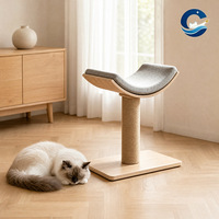 Arbre à chat en bois massif Moon House, Condo pour chat tout-en-un avec griffoir, Fournitures pour animaux de compagnie d'intérieur en bois massif