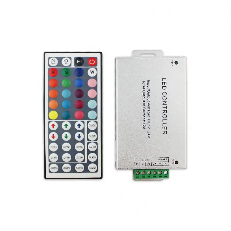 Manual Factory Rgb Led Controller 24A 12V 24V Dc Ir 44Key Remote Control Rgb Multi-Color Changing Led Lights