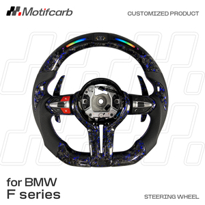 Volante personalizado de fibra de carbono forjada azul con LED para BMW Serie F F10 F30 F15 F16 F22 F26 X3 X5 M2 M3 M4 M5 M6 F80 F82 F87 - Product Image 2