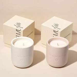 Ensemble cadeau de bougies parfumées en cire de soja de luxe AIKUN avec logo personnalisé, pot en céramique, aromathérapie, avec boîte pour la décoration de la maison - Product Image 4