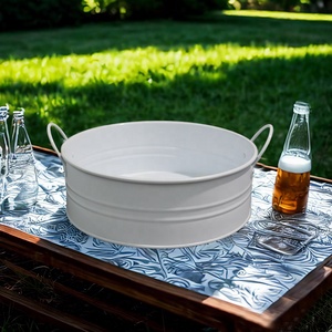 Vassoio di servizio <span class=keywords><strong>in</strong></span> <span class=keywords><strong>metallo</strong></span> zincato vassoio di stoccaggio fattoria centrotavola decorativo tavolino rustico - Product Image 4