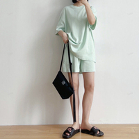 Ensemble de pyjama d'été 2 pièces pour femme : T-shirt et short décontracté, tenue de nuit basique et confortable
